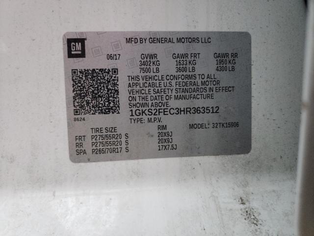1GKS2FEC3HR363512 GMC Yukon Xl K1500 Sle