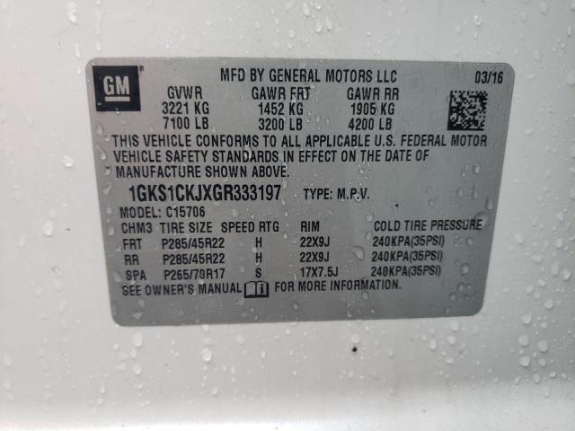 1GKS1CKJXGR333197 GMC YUKON DENALI