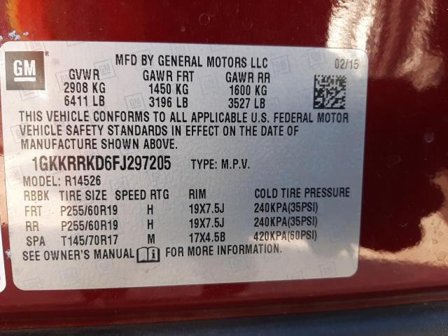 1GKKRRKD6FJ297205 GMC Acadia Slt-1
