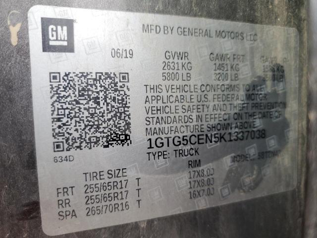 1GTG5CEN5K1337038 GMC CANYON SLE