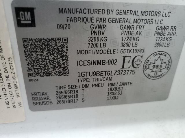 1GTU9BET6LZ373775 GMC Sierra K1500 Sle