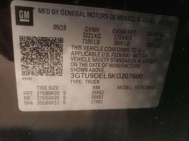 3GTU9DEL5KG207600 GMC Sierra K1500 Slt