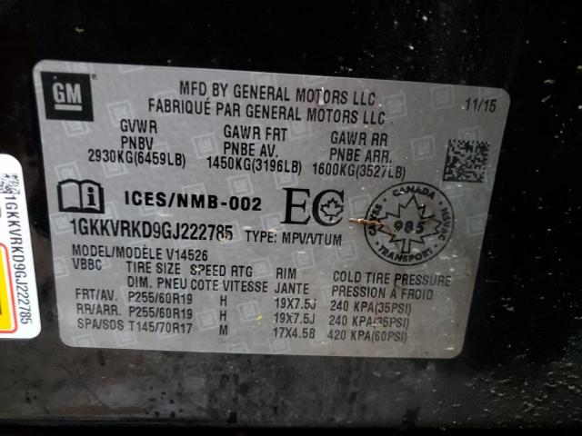 1GKKVRKD9GJ222785 GMC Acadia Slt-1