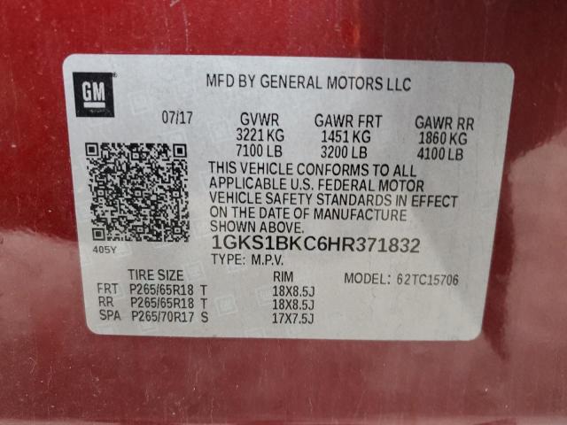 1GKS1BKC6HR371832 GMC YUKON SLT