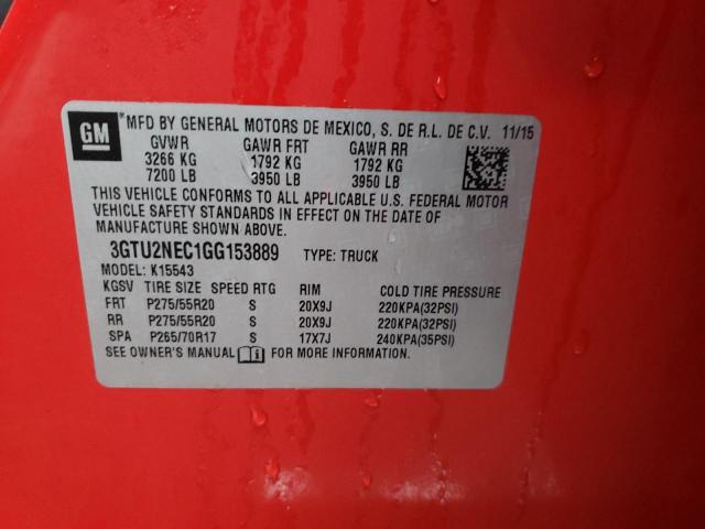 3GTU2NEC1GG153889 GMC Sierra K1500 Slt