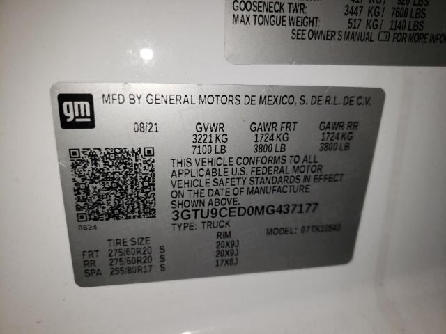 3GTU9CED0MG437177 GMC Sierra K1500 Elevation