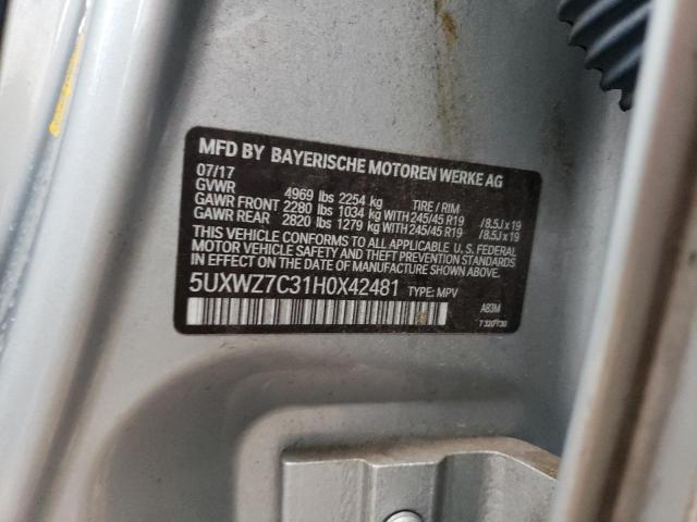 5UXWZ7C31H0X42481 BMW X3 Sdrive28i