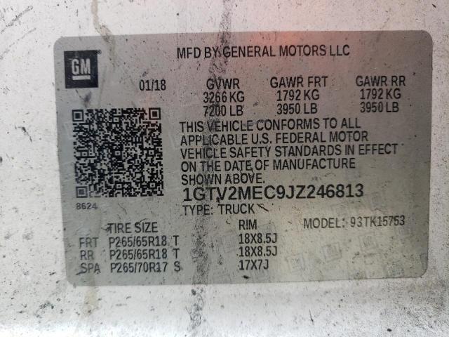 1GTV2MEC9JZ246813 GMC Sierra K1500 Sle