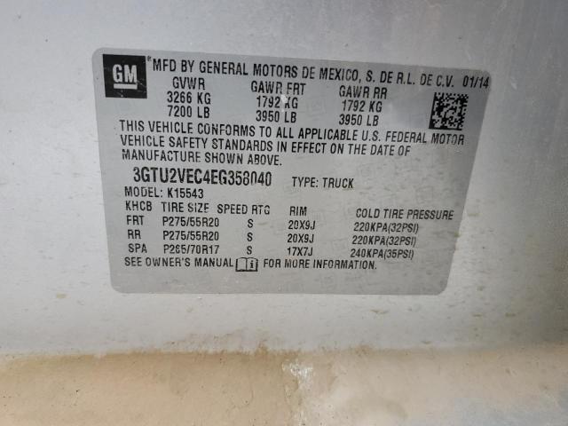 3GTU2VEC4EG358040 GMC Sierra K1500 Slt