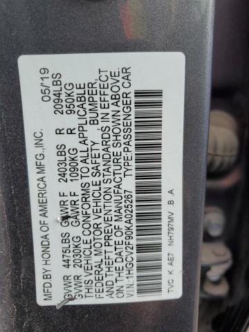 1HGCV2F90KA025267 Honda Accord Touring
