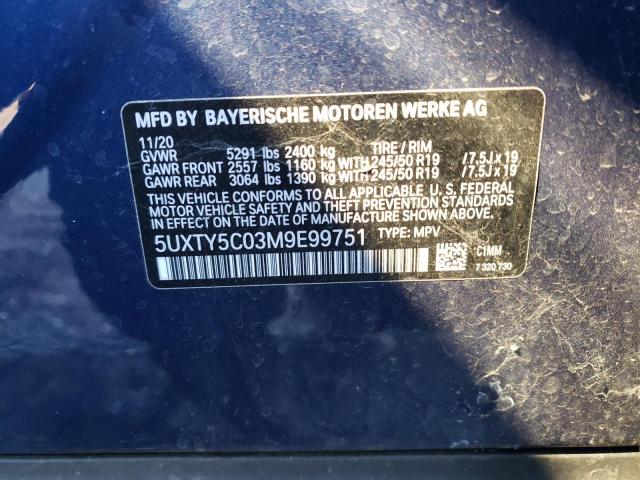 5UXTY5C03M9E99751 BMW X3 Xdrive30i