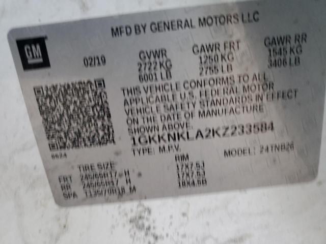 1GKKNKLA2KZ233584 GMC ACADIA SLE