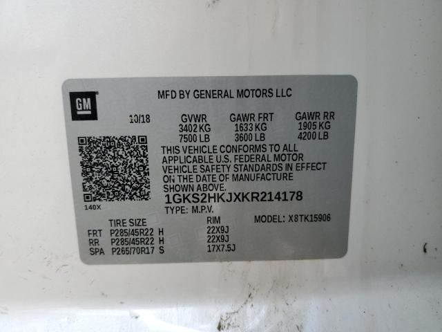 1GKS2HKJXKR214178 GMC YUKON XL DENALI