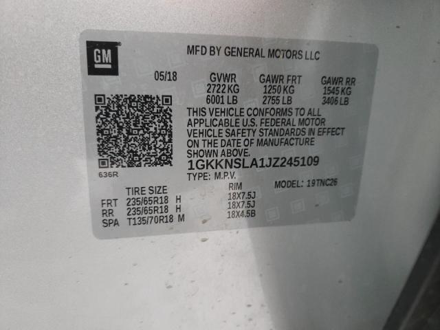 1GKKNSLA1JZ245109 GMC ACADIA SLE
