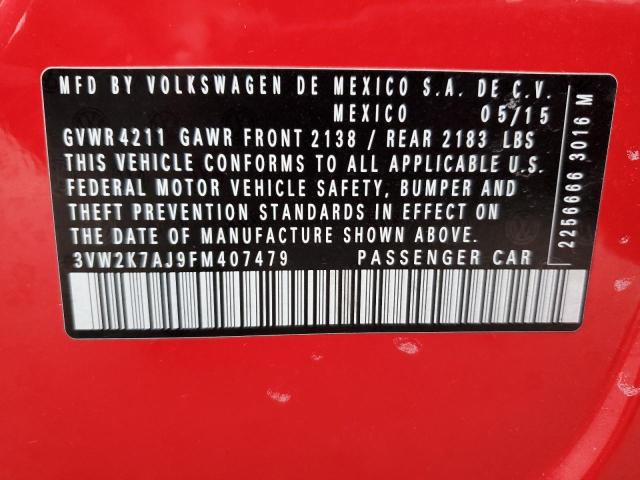 3VW2K7AJ9FM407479 Volkswagen JETTA BASE