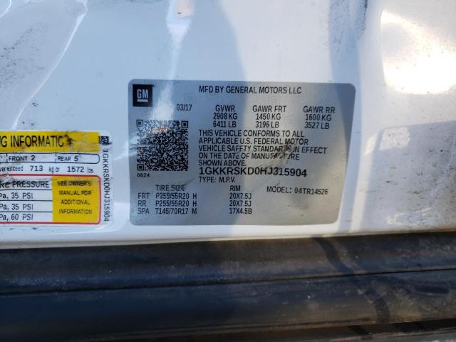 1GKKRSKD0HJ315904 GMC Acadia Limited Slt-2