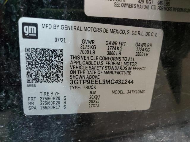 3GTP9EEL3MG431244 GMC Sierra K1500 At4