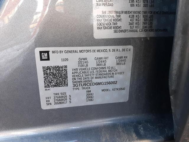 3GTU9CED6MG156002 GMC Sierra K1500 Elevation