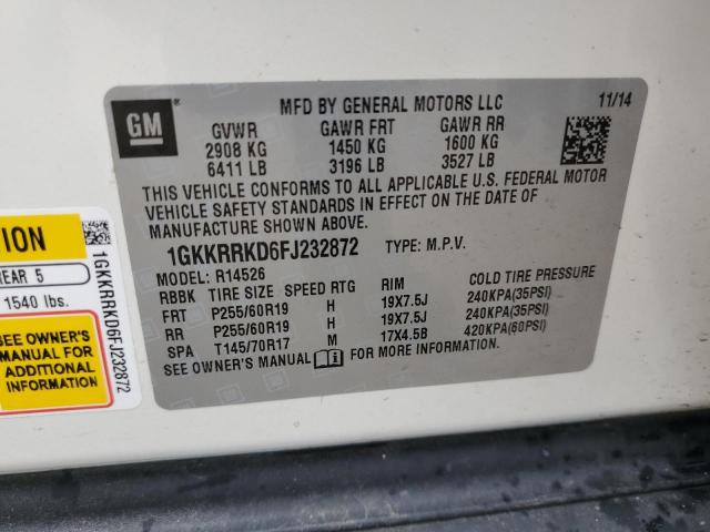 1GKKRRKD6FJ232872 GMC Acadia Slt-1