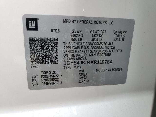 1GYS4JKJ4KR119784 Cadillac Escalade Esv Premium Luxury