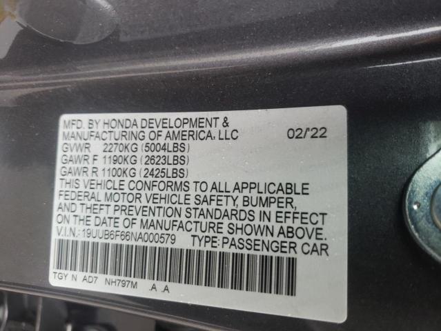 19UUB6F66NA000579 Acura Tlx Advance