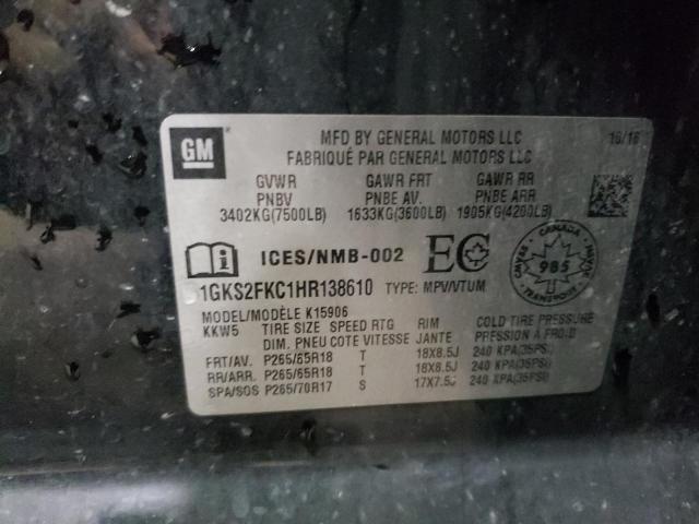 1GKS2FKC1HR138610 GMC Yukon Xl K1500 Sle