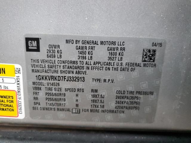 1GKKVRKD7FJ332913 GMC Acadia Slt-1