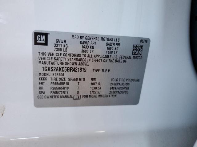 1GKS2AKC5GR421819 GMC YUKON SLE