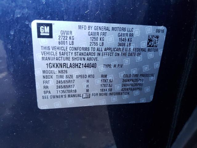 1GKKNRLA8HZ144040 GMC ACADIA SLE
