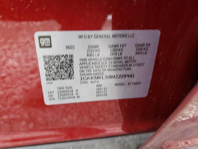 1GKKNKLS8MZ229941 GMC ACADIA SLE
