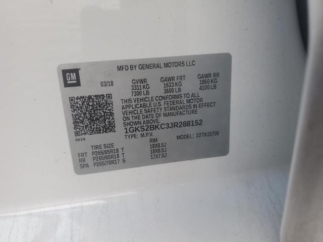 1GKS2BKC3JR288152 GMC YUKON SLT