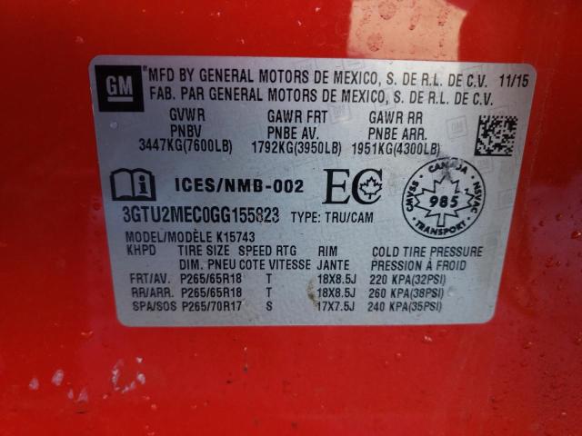 3GTU2MEC0GG155823 GMC Sierra K1500 Sle