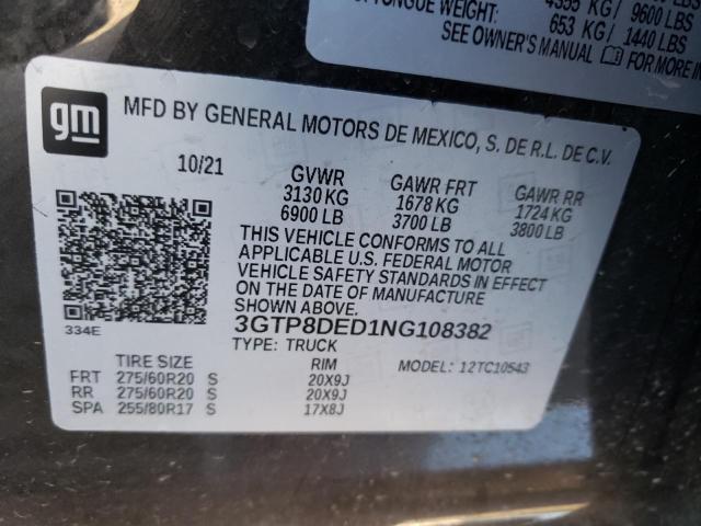 3GTP8DED1NG108382 GMC Sierra Limited C1500 Slt