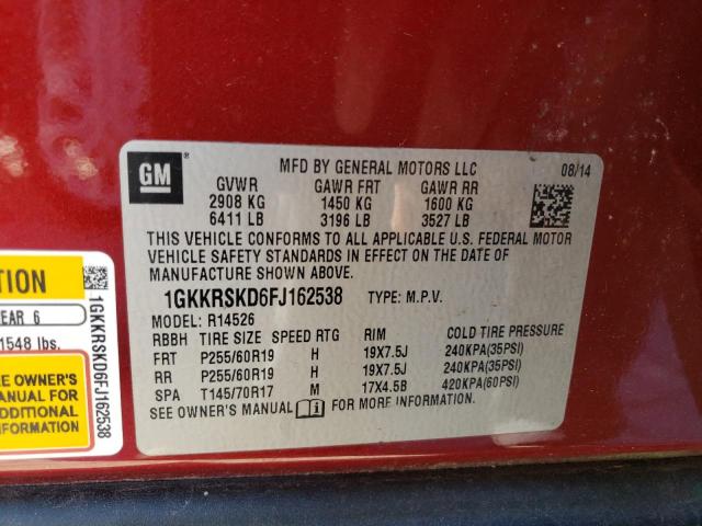 1GKKRSKD6FJ162538 GMC Acadia Slt-2