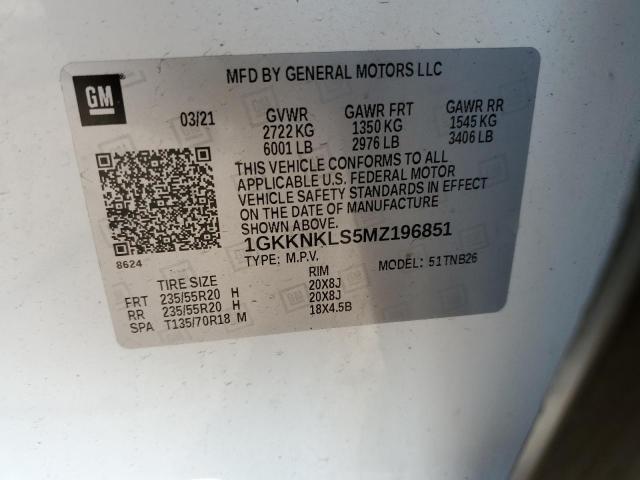 1GKKNKLS5MZ196851 GMC ACADIA SLE