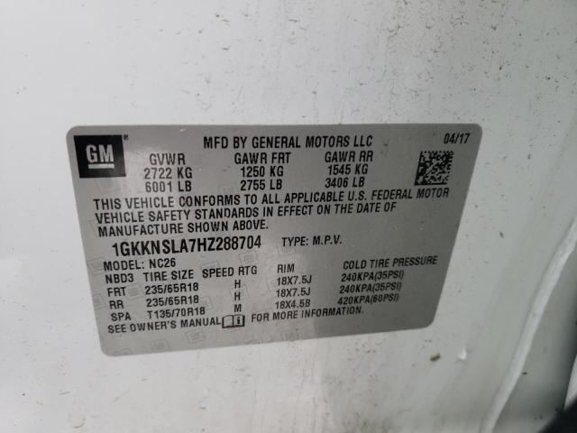 1GKKNSLA7HZ288704 GMC ACADIA SLE