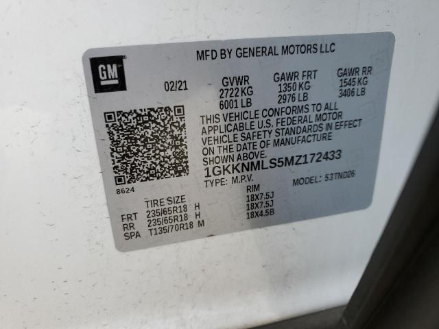 1GKKNMLS5MZ172433 GMC ACADIA SLT