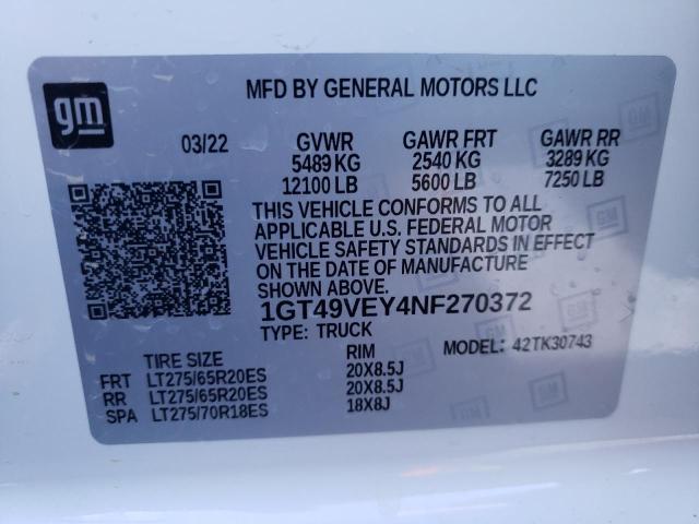 1GT49VEY4NF270372 GMC Sierra K3500 At4