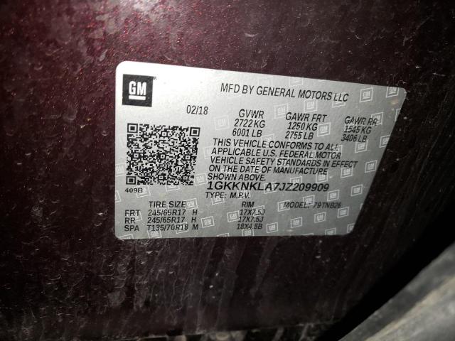 1GKKNKLA7JZ209909 GMC ACADIA SLE