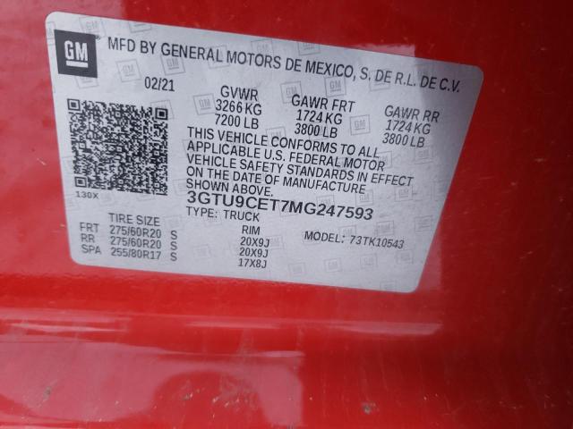 3GTU9CET7MG247593 GMC Sierra K1500 Elevation