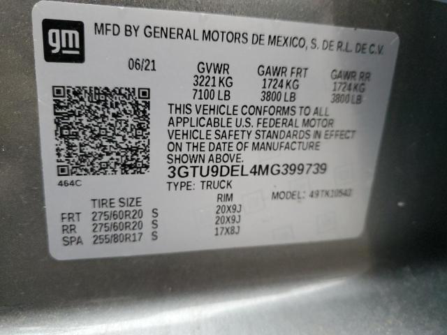 3GTU9DEL4MG399739 GMC Sierra K1500 Slt