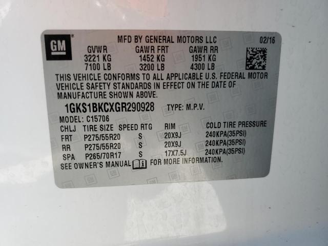 1GKS1BKCXGR290928 GMC YUKON SLT