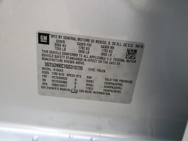 3GTU2NEC7GG315735 GMC Sierra K1500 Slt