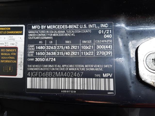 4JGFD6BB2MA402467 Mercedes-Benz Gle Coupe Amg 53 4matic