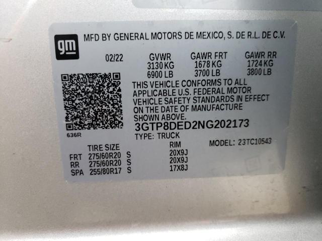 3GTP8DED2NG202173 GMC Sierra Limited C1500 Slt
