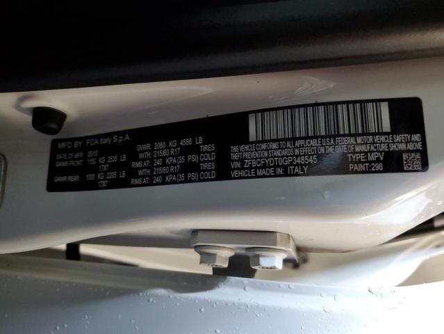 ZFBCFYDT0GP348545 Fiat 500x Lounge