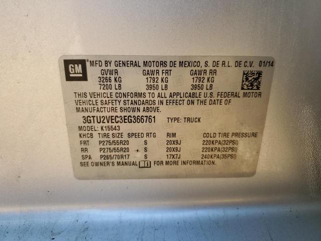 3GTU2VEC3EG366761 GMC Sierra K1500 Slt