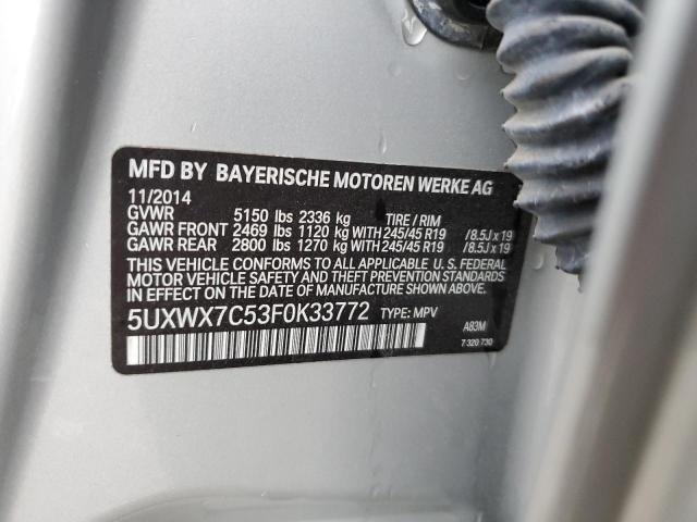 5UXWX7C53F0K33772 BMW X3 Xdrive35i