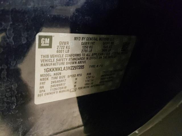 1GKKNKLA3HZ297285 GMC ACADIA SLE
