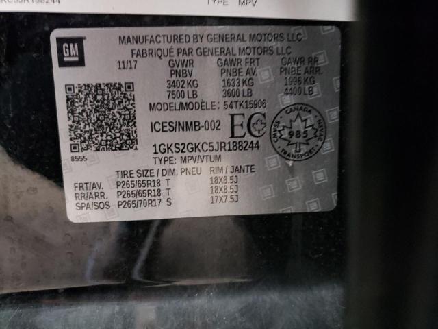 1GKS2GKC5JR188244 GMC Yukon Xl K1500 Slt